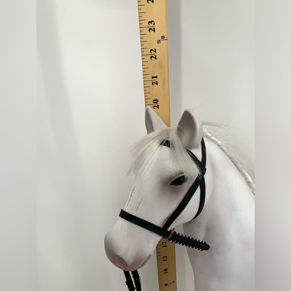 Tall White Horse Model with long rein. Soft tail, Pink Nose. Plastic. 20” Tall. - Picture 8 of 11